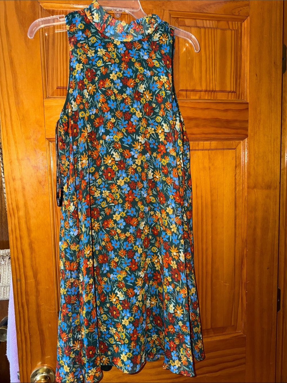 Floral A-Line Midi Skirt in Teal and Multicolor